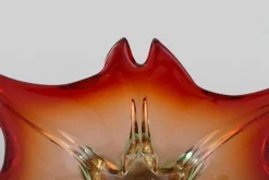 Pamono Large Murano Bowl in Reddish and Clear Mouth-Blown Art Glass, 1960s or 1970s><noscript><img width=