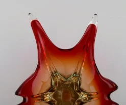 Pamono Large Murano Bowl in Reddish and Clear Mouth-Blown Art Glass, 1960s or 1970s><noscript><img width=