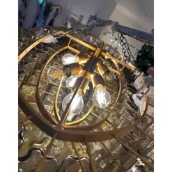 Discount Pamono Large Murano Glass Chandelier in Gold by Simoeng