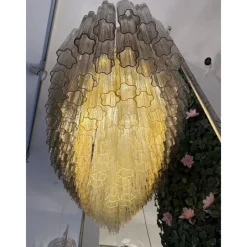 Discount Pamono Large Murano Glass Chandelier in Gold by Simoeng