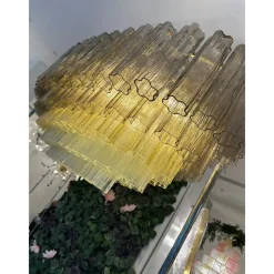 Discount Pamono Large Murano Glass Chandelier in Gold by Simoeng