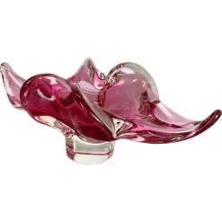 Pamono Large Murano Glass Pink Floral Bowl, Italy, 1970s