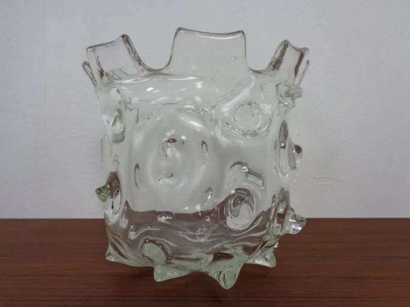 Pamono Large Murano Mugnoni Series Glass Vase attributed to Ercole Barovier, Italy, 1940s> Vases