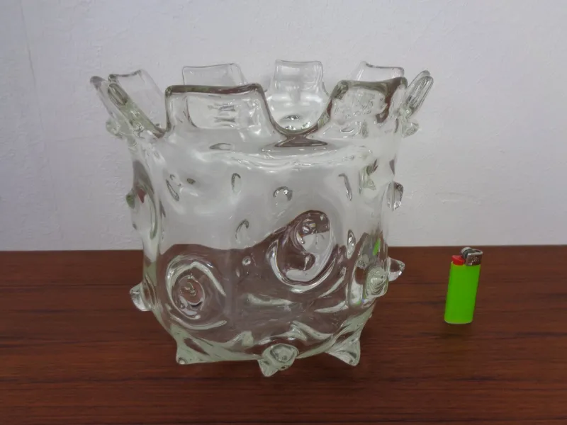 Pamono Large Murano Mugnoni Series Glass Vase attributed to Ercole Barovier, Italy, 1940s> Vases