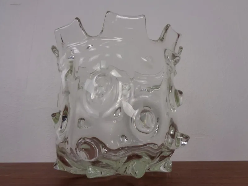 Pamono Large Murano Mugnoni Series Glass Vase attributed to Ercole Barovier, Italy, 1940s> Vases