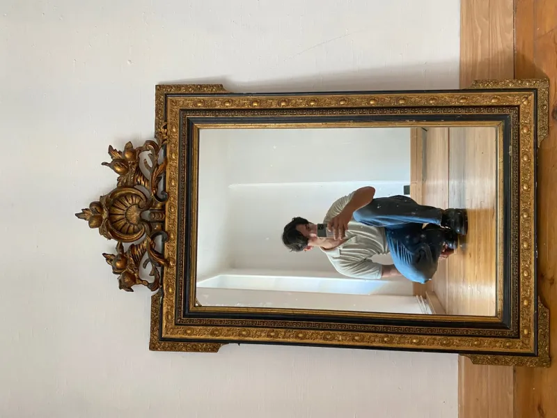 Pamono Large Napoleon III Mirror in Black and Gold Wood> Mirrors