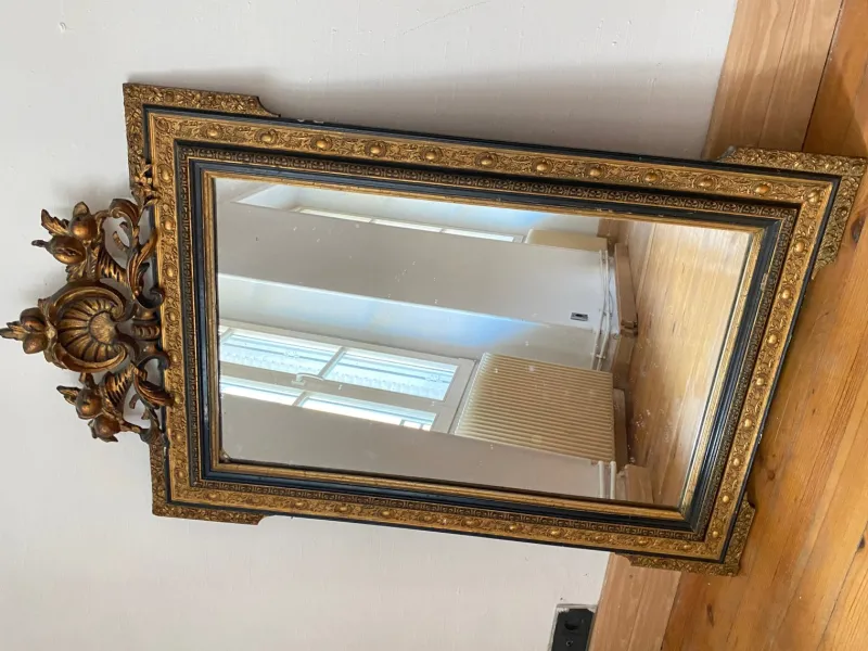 Pamono Large Napoleon III Mirror in Black and Gold Wood> Mirrors