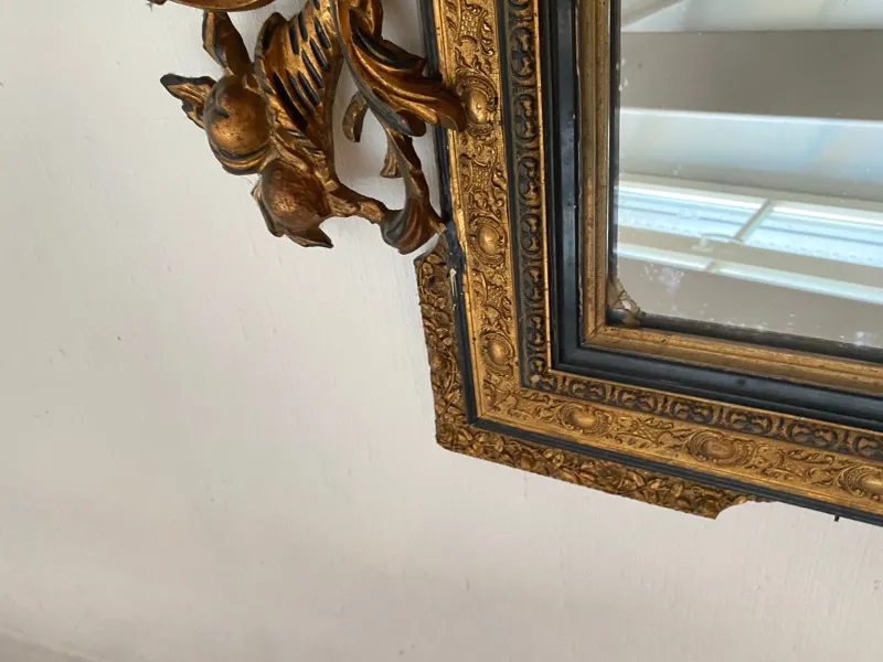 Pamono Large Napoleon III Mirror in Black and Gold Wood> Mirrors