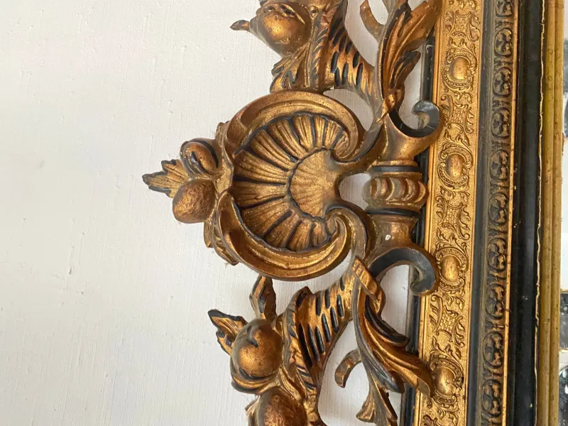 Pamono Large Napoleon III Mirror in Black and Gold Wood> Mirrors