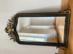 Pamono Large Napoleon III Mirror in Black Wood and Gold Leaf><noscript><img width=