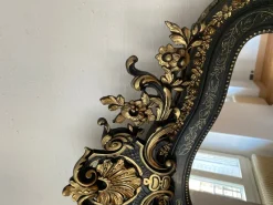 Pamono Large Napoleon III Mirror in Black Wood and Gold Leaf><noscript><img width=