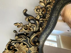 Pamono Large Napoleon III Mirror in Black Wood and Gold Leaf><noscript><img width=