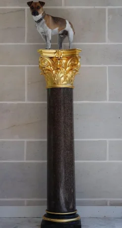 Sale Pamono Large Neoclassical Red Granite and Gilt Bronze Column, 1950s