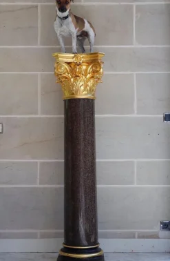 Sale Pamono Large Neoclassical Red Granite and Gilt Bronze Column, 1950s