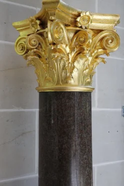 Sale Pamono Large Neoclassical Red Granite and Gilt Bronze Column, 1950s