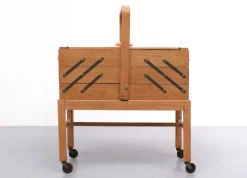 New Pamono Large Oak Sewing Box, Holland, 1950s