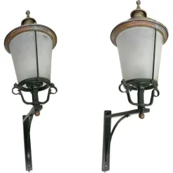New Pamono Large Outdoor Wall-Mounted Lanterns, 20th Century, Set of 2