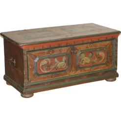 Pamono Large Paint German Blanket Chest Coffer Trunk, 1800s> Trunks Crates & Baskets