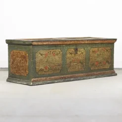 Pamono Large Painted Folk Art Chest, 1753> Trunks Crates & Baskets