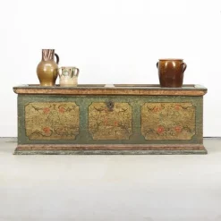 Pamono Large Painted Folk Art Chest, 1753><noscript><img width=
