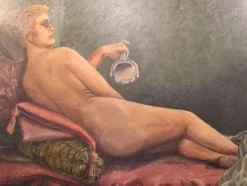 Pamono Large Painting with Motif of a Naked Woman by O. Rosmund, 1910> Abstraction