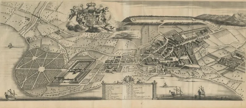 Online Pamono Large Panoramic Map of Thonon-les-Bains near Lake Geneva, France, Print