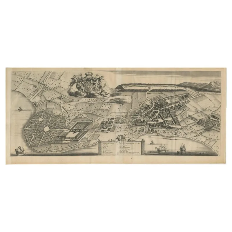 Online Pamono Large Panoramic Map of Thonon-les-Bains near Lake Geneva, France, Print