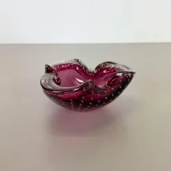 Best Pamono Large Pink Murano Bubble Glass Bowl, Italy, 1970s