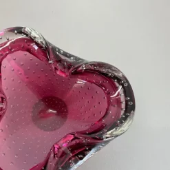 Best Pamono Large Pink Murano Bubble Glass Bowl, Italy, 1970s