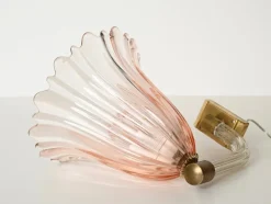 Online Pamono Large Pink Murano Glass and Brass Flower Sconces, 1940s, Set of 2