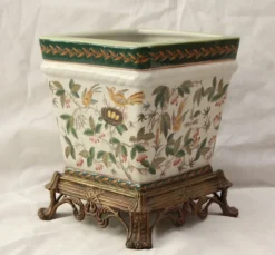 Hot Pamono Large Porcelain and Bronze Planter Centerpiece, 1890s