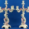 Pamono Large Porcelain Candelabras with Cherubs and Flowers in Relief by Ginori Doccia, Italy, 1890s, Set of 2> Candleholders