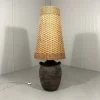 Pamono Large Pottery Amphora Floor Lamp with Caned Lamp Shade, 1960s> Floor Lamps