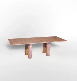 Clearance Pamono Large Rectangle Dining Table in Coral Portuguese Travertine by My Habitat Design
