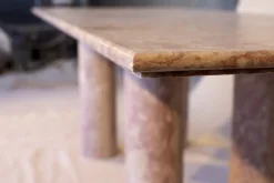 Clearance Pamono Large Rectangle Dining Table in Coral Portuguese Travertine by My Habitat Design