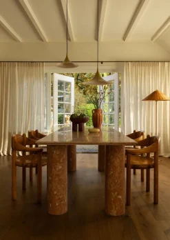 Clearance Pamono Large Rectangle Dining Table in Coral Portuguese Travertine by My Habitat Design