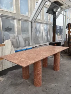 Clearance Pamono Large Rectangle Dining Table in Coral Portuguese Travertine by My Habitat Design