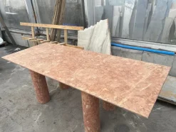 Clearance Pamono Large Rectangle Dining Table in Coral Portuguese Travertine by My Habitat Design