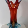 Best Pamono Large Red Flower-Shaped Murano Vase by Fr.lli Toso, 1950s