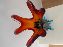 Best Pamono Large Red Flower-Shaped Murano Vase by Fr.lli Toso, 1950s
