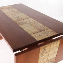 Pamono Large Rosewood and Ceramic Dining Table, 1970s