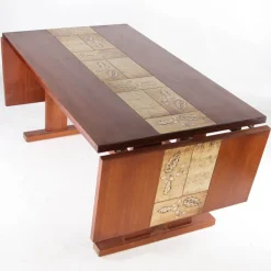 Pamono Large Rosewood and Ceramic Dining Table, 1970s