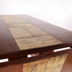Pamono Large Rosewood and Ceramic Dining Table, 1970s