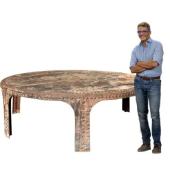 Pamono Large Round Cast Iron Table><noscript><img width=