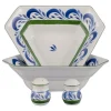 Pamono Large Salad Bowls and Salt and Pepper Set in Ceramic from Herend, Hungary, 1980s, Set of 4