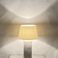 Pamono Large Satin White Rouleau Ceramic Table Lamp by Atelier Cabanel><noscript><img width=