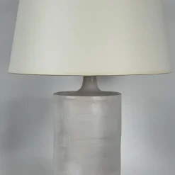 Pamono Large Satin White Rouleau Ceramic Table Lamp by Atelier Cabanel><noscript><img width=
