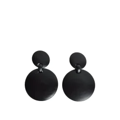 Pamono Large Sculptural Black Ear-Clips in Ebony, Denmark, 2000s, Set of 2> Earrings