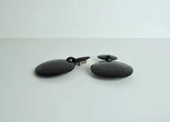 Pamono Large Sculptural Black Ear-Clips in Ebony, Denmark, 2000s, Set of 2><noscript><img width=