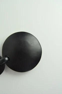 Pamono Large Sculptural Black Ear-Clips in Ebony, Denmark, 2000s, Set of 2><noscript><img width=